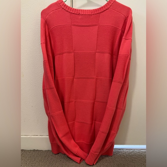 SUPREME Tonal Checkerboard Small Box Sweater Coral Sz Large - Picture 3 of 8